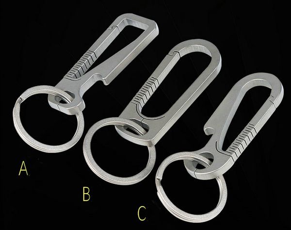 M6717 Clip porte-clés en titane à dégagement rapide avec 1 porte-clés Clip porte-clés petit mousqueton robuste pour hommes et femmes (gris)
