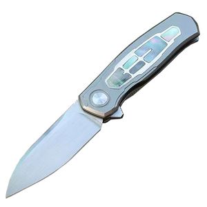Cuchillo plegable Flipper M6721 CPM-20V hoja satinada CNC CT4 titanio/mango de concha de abulón rodamiento de bolas cuchillos de bolsillo EDC de apertura rápida