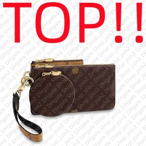 HAUT. M68756 TRIO POUCH Femmes TOILE Pochette Bracelet Mini Multi Pochette Accessoires Clé Ronde Porte-Monnaie Porte-Carte Sac Charme Cles Zippy Portefeuille