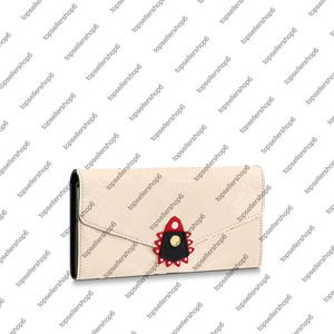 M69514 M69698 Crafty Sarah Envelope portemonnee Canvas Echte koeienhuid-lederen vrouwen mannen Cash Card Coin Coin Zipper Wallet Purse Bag229T