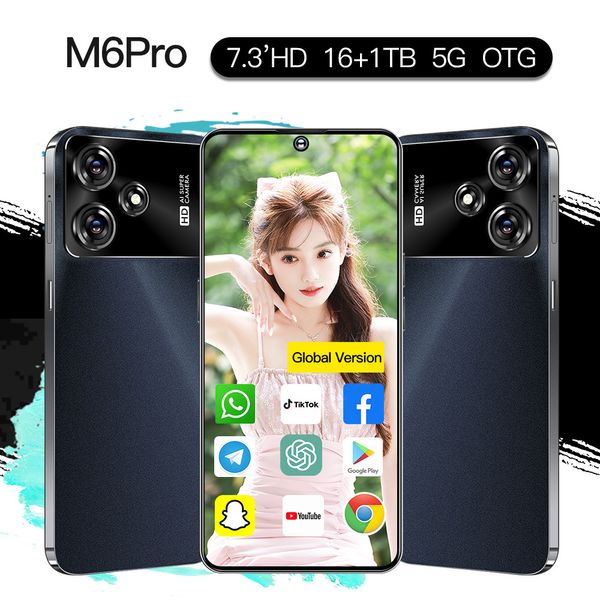 M6PRO transfrontalière Nouveau Best-se vendre en stock 4G NetCOM Smart Phone 6,53 pouces Android 3 Go d'usine