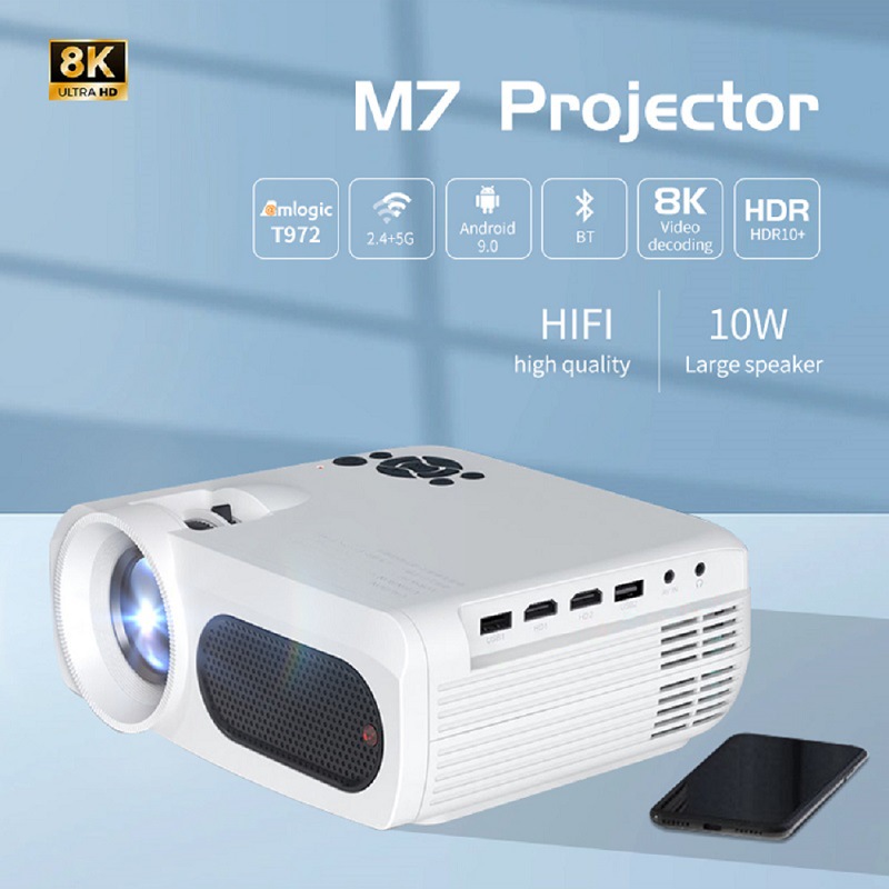 M7 Projector Miniature Portable Android Projector Home Projector 8K Ultra HD Home Theater