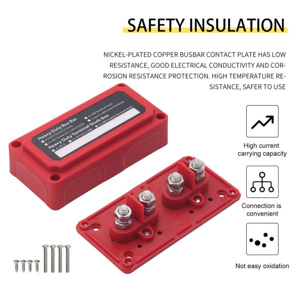 M8 / M10 MODE BORD BUS BUS BUR BOX 200A 48V 4 Terminal Ways High Current Busbar Cable Organizer Box Amplificateur Pièces de boîtes d'alimentation