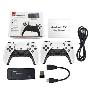 Console de jeu vidéo M8 M8S 2,4 G Double contrôleur sans fil P5 Stick de jeu 4K Construit 10 000 jeux 64 Go Rétro classique Jeux portables Joueurs pour cadeau de Noël en famille