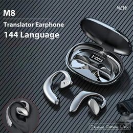 M8 Vertaal hoofdtelefoon 144 Lam8 Translnguages Instant vertalen Smart Spraakvertreker Wireless Bluetooth Translator oortelefoon 240430