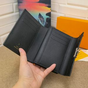 M80880 Women Luxurys Designers Lou Double Fold Wallets For Men Handtas Embossment Bag Dames Travel Wallet Zippy Leather en Canvas Patchwork Coin Purse met doos