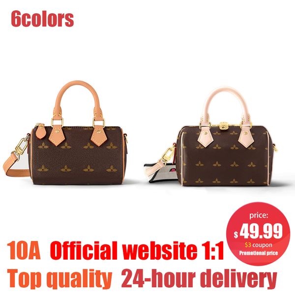 M81085 Nano Speedy 20 25 Handtaschen Vintage Damen Herren Totes Schultergurt Zeug Reise Clutch Ledertasche Wochenende Hohe Qualität S Designer