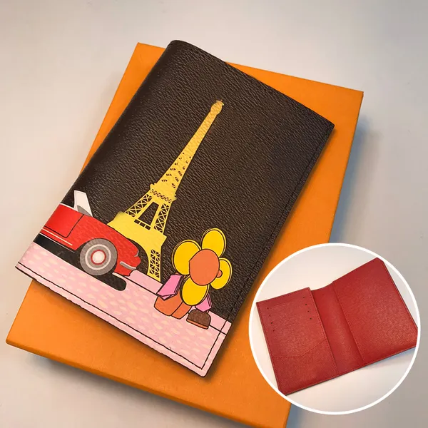 Couverture de passeport de styliste, porte-cartes, porte-passeport, organisateur de portefeuille en cuir véritable avec boîte et sac à poussière M81614 M81635