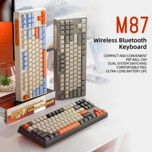 M87 Bluetooth Gaming Toetsenbord 2.4G Dual Mode Verbinding PBT Ball Cap Regenboog Licht Geschikt voor Computers Laptops en Mac 240304