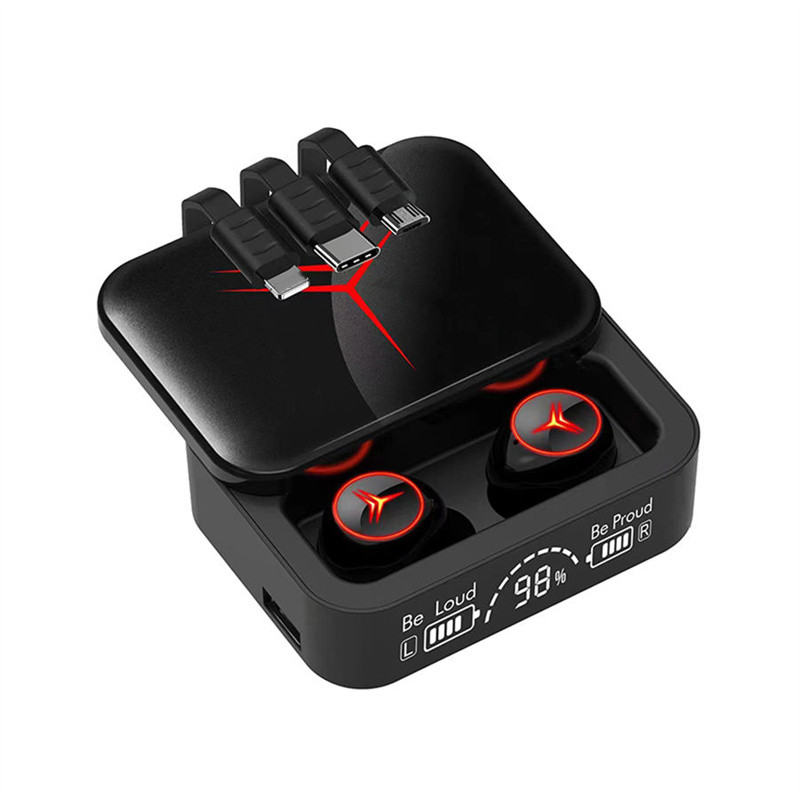 M88 PLUS TWS Earbuds Headphones With 1200mAh Power band 3 styles charging Line Gamer HIFI Headset Earphones