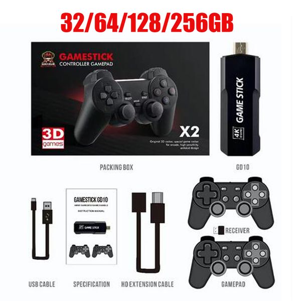 M9 HDMI Consola de videojuegos portátil GD10 Controlador doble inalámbrico 4K HD TV Juegos retro 50 emuladores 256GB 128G 40000 64GB 30000 32G Juegos Stick para PS1 N64 DC Pro