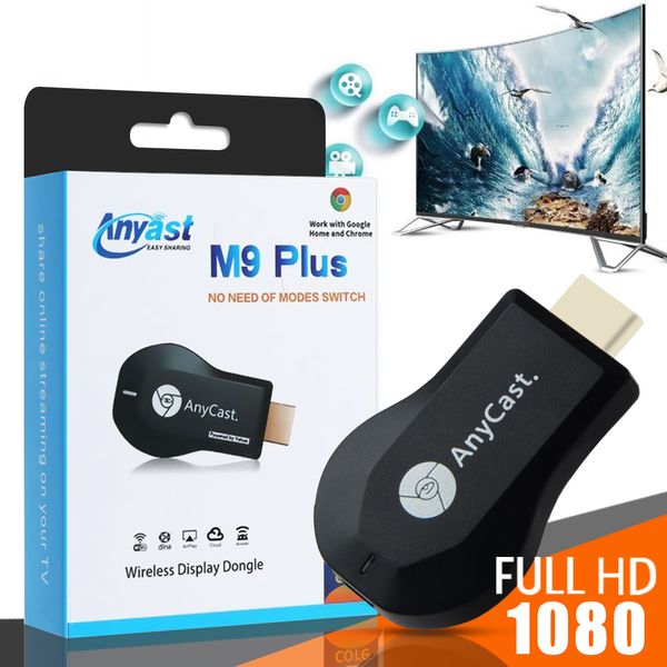 M9 Plus HD Stick Anycast Chromecast YouTube Netflix 1080p Wireless WiFi Affichage TV Dongle Récepteur DLNA Miracast pour la tablette de téléphone PC