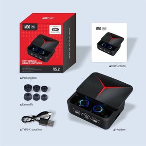 M90 Pro TWS Gaming Aartelefoon Draadloze stereo Earbuds Ruisreductie LED Digitale display Mini Sports Headset