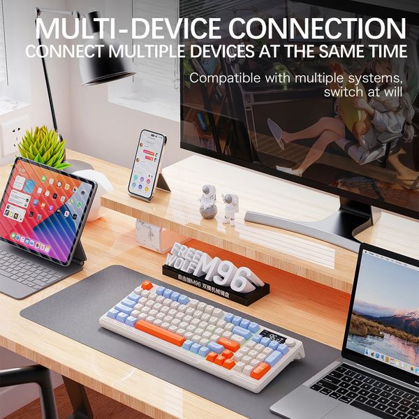 M96 Clavier sans fil Bluetooth Free Wolf Gaming DualModeelectronic Screen Mulvice ConnectionGonomics 240418