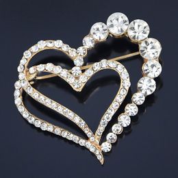 Ma'am vergulde liefde diamant broche cadeau hartvormige broche strass perzik bedankt naald