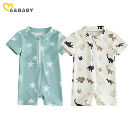 ma bébé 03y née bébé enfant enfant bébé fille fille de maillot de bain dinosaure noix de noix de bain à manches courtes maillot de bain plage de baignoire plage 240409