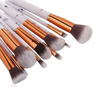 MAANS 10 STKS MARBLE TUSTEN MAKEUP Borstels Set Poeder Foundatin Eye Shadow Contour Blush Cosmetic Marbling Make Up Brush Tool