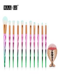 MAANGE 12PCS Diamond Handle Makeup Makeup Brush and sirmaid Foundation Brush Set Making Brushes Set Foundation professionnel Blusha1829104