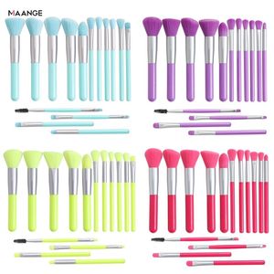 MAANS 15 STKS Fluorescerende Serie Makeup Borstels Tool Set Powder Eye Shadow Foundation Blush Mending Cosmetic Make Up Brush Kit