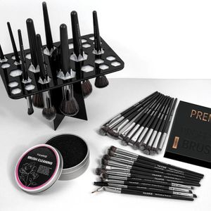 MAANGE 25 pièces pinceaux de maquillage professionnel ensemble poudre Blush correcteur pinceau de mélange avec support de séchage éponges nettoyantes 240126