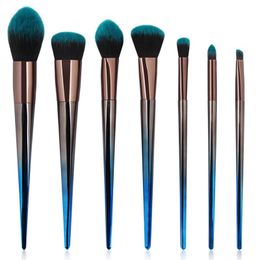MAANS 7 STKS Diamond Makeup Borstels Schoonheid Blauw Cosmetische Borstel Make Up Tools Beauty Contour Concealer Powder Foundation Brush