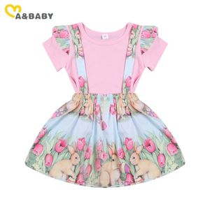 Mababy 14y Pâques Toddler Kid Baby Girls Vêtements Set Couleur rose T-shirt Fleur Bunny Jirts Sauthes 2108041017645