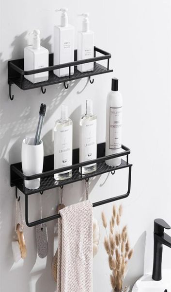 Moblack Wall Shelf Ustendies de cuisine Organisateur de rangement de cuisine Pantonnier de salle de bain Salle de salle de bain Rack avec 6 crochets accessoires 5772467