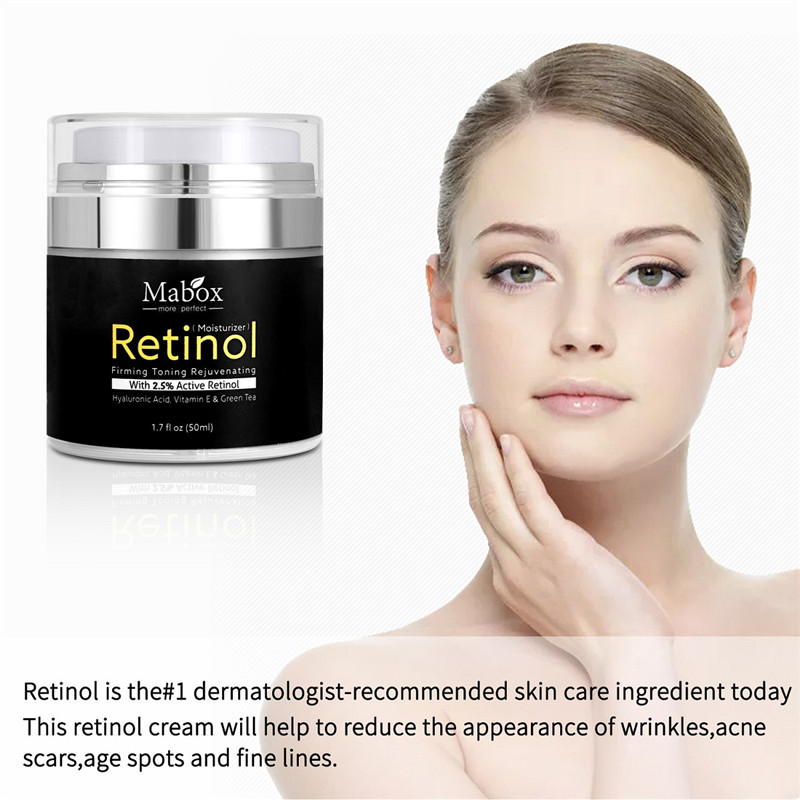 Mabox 50 ml Retinol 2,5% Crema hidratante cuidado de la cara crema de tratamiento del acné La vitamina E El colágeno crema lisa