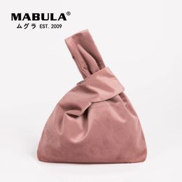 MABULA marque petit velours femmes poignet noeud sac à main japonais élégant hiver haut poignée rouge à lèvres sac mode portable pochette sac à main 240307