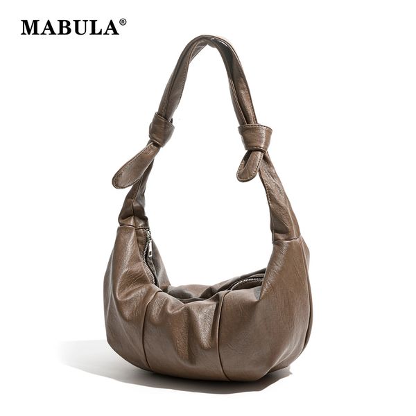 MABULA noué Hobo sac pour femmes marque concepteur Vegant en cuir fronde épaule sac à main Zip grand corps croisé femme portefeuille 240305
