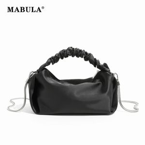 Mabula luxe stijlvolle scrunchie satijnen top handvat portemonnees ruches ontwerp eenvoudig crossbody hobo tas merk vrouwen koppeling handtassen 240328