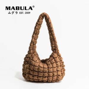 MABULA Sacs fourre-tout matelassés pour femmes tendance léger rembourrage sac à bandoulière en coton rembourré grand sac hobo treillis solide 240305