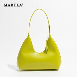 MABULA Simple demi-lune Hobo sac fourre-tout en cuir souple femmes mode sacs à bandoulière téléphone sacs à main femme couleur unie sacs à main 240305