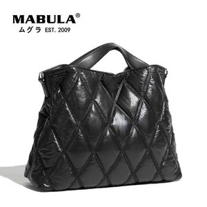 Mabula Simple Tote Sacs matelassés pour femmes Hiver Designer Luxury Sacs Nylon Feather Down Papte à corps crossbody Bourses 240520