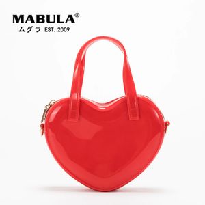 Mabula Empilproof Jelly PVC Tote Sac élégant coeur Femme Femme Handle Hands Sac à main Unique Color Color Crossbody Body with Chain 240401