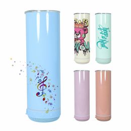 Macaron 20 oz sublimation haut-parleur gobelets rechargeable sans fil bluetooth gobelet étanche en acier inoxydable vide isolé tasse bricolage