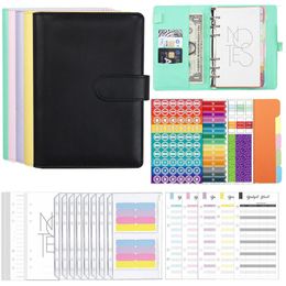 Cuaderno de contabilidad de hojas sueltas de cuero Pu Macaron A6, venta al por mayor, creativo, presupuesto en efectivo, planificador financiero, libro de mano