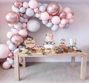 Macaron Ballonnen Boog Kit Pastel Grijs Roze Ballonnen Garland Rose Gold Confetti Globos Wedding Party Decor Baby Shower Benodigdheden14227717