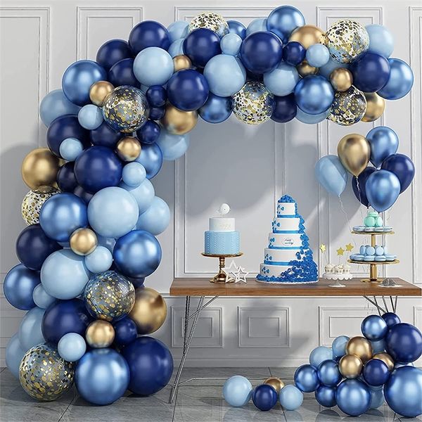 Macaron Blue Balloon Garland Decoración de fiestas de cumpleaños para niños Baby Shower Boy Látex Ballon Arch Fiesta de bodas Baloon Supiles 220527