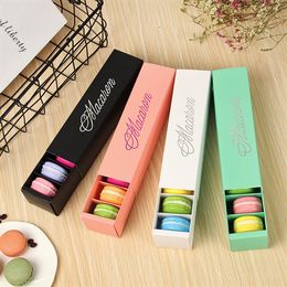 Macaron Box Cake Boxes Home Made Macaron Chocolate Boxes Biscuit Muffin Box Retail Paper Packaging 20.3 * 5.3 * 5.3cm Noir Rose Vert DH5756