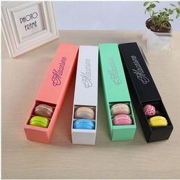 Macaron Box Cake Boxes Home Made Macaron Chocolate Boxes Biscuit Muffin Box Retail Paper Packaging 20.3*5.3*5.3cm Black Pink
