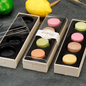 Macaron doos met PVC-venster dessert cake macaron chocolade muffin koekjes partij cake houten pakket doos