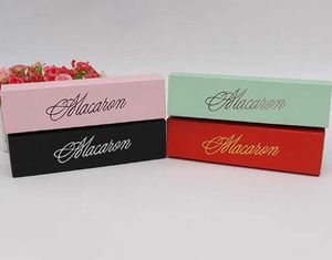 Boîtes à gâteaux macarons Boîtes à chocolat macarons faites maison Boîte à muffins à biscuits Emballage en papier de détail 20,3 * 5,3 * 5,3 cm Noir Rose Vert DAW166