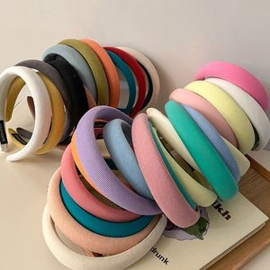 Macaron kleur hoofdbanden voor vrouwen haar hoepel dikke spons hoofdbanden gewatteerde haarband met zachte stof effen hoofdbanden dames meisjes haaraccessoires