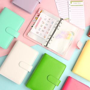 Macaron Kleur Leer Spiraal Notitieboekje Budget Bladen Expense Tracker Fit Enveloppen Cash Binder Rits Zakken Briefpapier