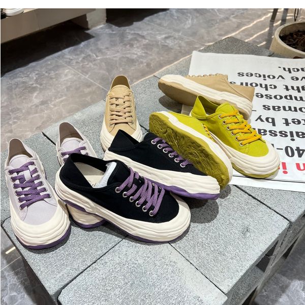 Zapatos de lona con punta redonda de color macarrón, zapatos de mujer de primavera y verano con cordones, zapatillas y zapatos, dos pares de zapatos casuales perezosos y disueltos