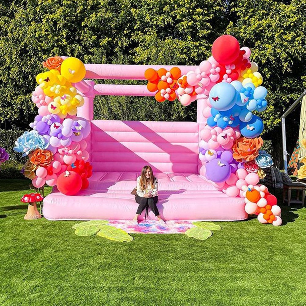 Macaron Pink 10x10ft 13x13ft opblaasbaar springen bruiloft Bouncy Castle Volledig PVC Bounce House Bouncer Toys te koop