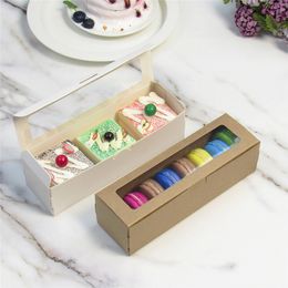 Macaron PVC -dozen met Clear Window Paper Packaging Box Cookie Containers voor Home Dessert Shop Kraft Paper LX6460