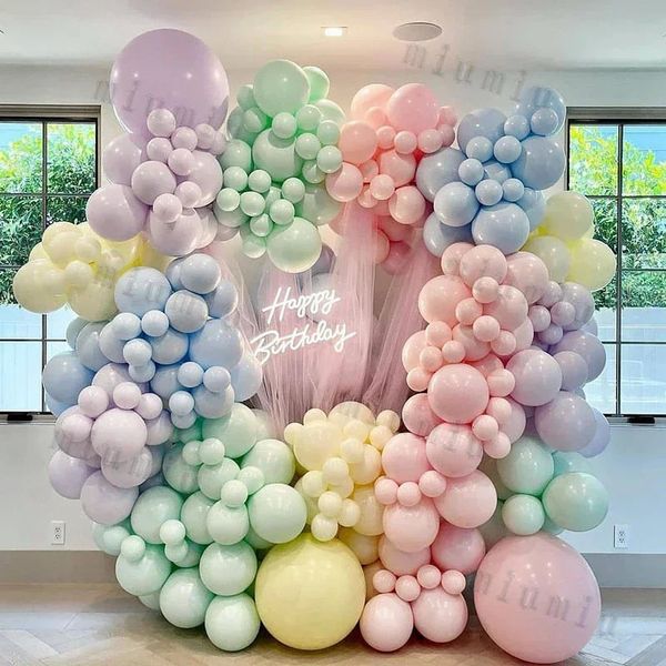 Macaron Rainbow Balon Garland Arch Kit Girls Mariage pastel Joyeux anniversaire Fête Pink Balloons Baby Shower Decoration Kid Gift 240510