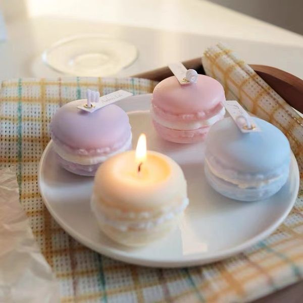 Macaron Bougie Parfumée Ins Vent Photo Props Bougies Belle Ornement À La Main Cadeau D'anniversaire DIY Cadeau Chambre Décor